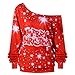 Produktbild Sannysis Damen Anker Weg von der Schulter Sweatshirt Pullover Tops Blusen Weihnachtspulli Sweater Pullover Merry Christmas Rentier Weihnachten Pulli
