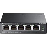 TP-Link PoE Switch 5-Port 100 Mbps, 4 PoE+ ports up to 30 W for each PoE port and 67 W for all PoE ports, Metal Casing, Plug