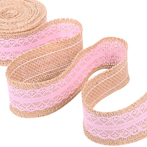 5 M Leinenband mit Spitze Strand Deko für DIY Handwerk Hochzeit LianLe - 4