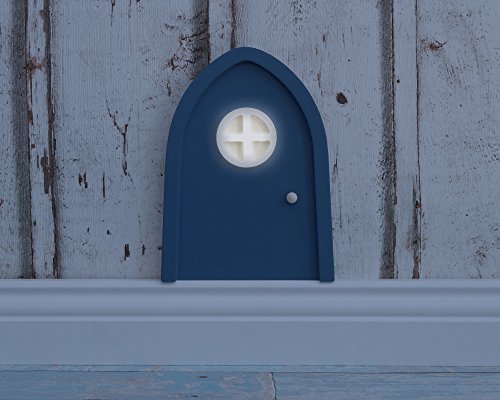 Wichteltür für die Wand im Kinderzimmer – mit praktischen Klebepunkten – Echtholz – kindersicher – schadstoff-frei (Blau) - 2