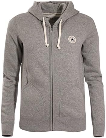 Converse Womens All Star Chest Logo Zip Front Sweat Hoodie Light Grey Melange - S (UK 10)