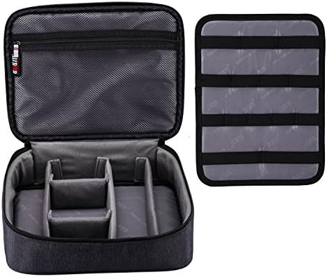 BUBM Large Electronic Accessories Organizers,Electronic Accessories Carrying Bag with Cable Plate (Dark Grey)