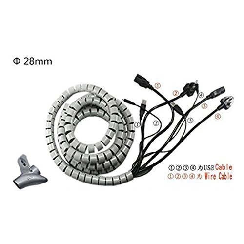 sourcingmap® Schwarz 1.5Mx30mm Flexibel Kabelspirale Spiralband Kabelschlauch m. Klammer - 3