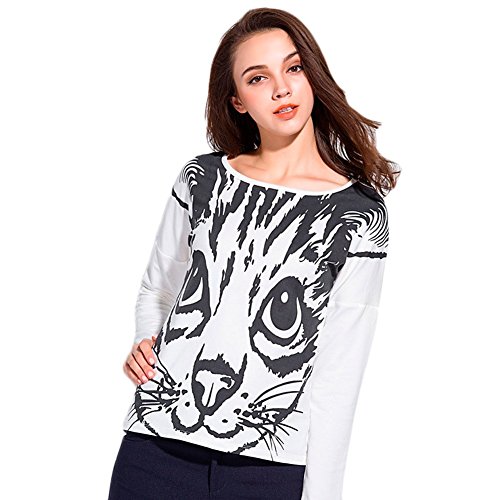 OS14 Women Autumn The New Long sleeve Thin section Sweatshirts (M, WHITE)