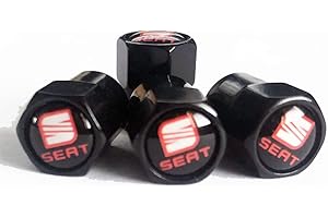 GENERIC SEAT Black Wheel Tyre Valve Dust Caps Covers Set x4 Chrome Metal Leon Cupra Ibiza FR Arona Ateca Mii Tarraco Altea Arosa Exeo