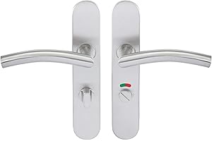 Bricard 666476 Juego de manijas de acero inoxidable sobre placa Tempo Classic puerta de inodoro (con condena y vidente)