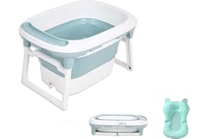 Babify Baignoire Pliable Bébé, Baignoire Bebe sur Pied avec Coussin de Soutien de la Tête, Baignoire Pliante Bebe, Baignoire Bebe pour Douche et Bain, Baignoire de Voyage pour Enfant 0-8