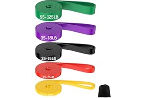 NEXROLA elastici fitness confezione da 5 pezzi, elastici palestra 15-125 libbre fasce elastiche fitness adatte per allenamento a casa/yoga/allenamento di forza con custodia portatile