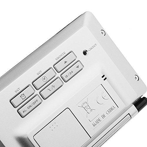 SoleSu Digitalwecker Schreibtisch LCD-Uhr superdünn Clamshell Elektronische Reisewecker mit Thermometer – Rot - 4