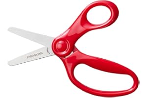 Fiskars Forbici per bambini, A partire da 6 anni, Lunghezza 13 cm, Per destrimani e mancini, Lame in metallo/Impugnature in plastica, Rosso, 1064071