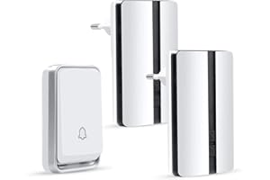 iKALULA Funkklingel Türklingel, Außenbereich Wasserdicht Kabellose Türklingel 500 Fuß Reichweite Drahtlose Türglocken, 51 Klingeltönen, 4 Lautstärkestufen, Funk Türklingel mit LED Anzeige - Weiß