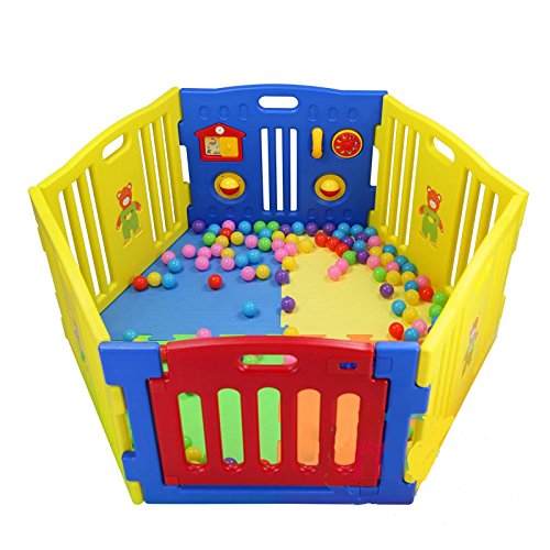 BEST Toddler/Baby PLAYPEN Large 6-Sided Complete With Soft Foam Mats & Brightly Coloured Balls