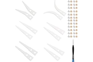 ZHUROUPU Pointed Ceramic Tips Replaceable Heat Resistance 1600C Anti-Static Big Curved/Small Curved/Big Flat/Little Flat/Straight Pointed/Crew Cut Ceramic head White for Ceramic Tweezers 12Pcs