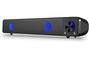 ELECTRIC GIANT Haut-Parleurs PC, Enceintes PC Barre de Son Portable avec LED Lumière Audio Stéréo Filaire Soundbar Alimentation USB pour Ordinateur PC Ordinateur de Bureau Tablette Smartphone MP3