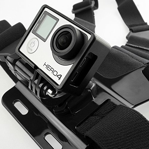 Brustgurt Halterung fur GoPro von CamKix / Einstellbarer Brustgurt, Kompatibel mit GoPro Hero5, Hero4, Hero3 +, Hero3, Hero2, und Hero Kamera – Ebenfalls im Lieferumfang enthalten 1x J-Haken, 1x Stativschraube, 1x CamKix Kordelzugtasche (Schwartz) … - 4