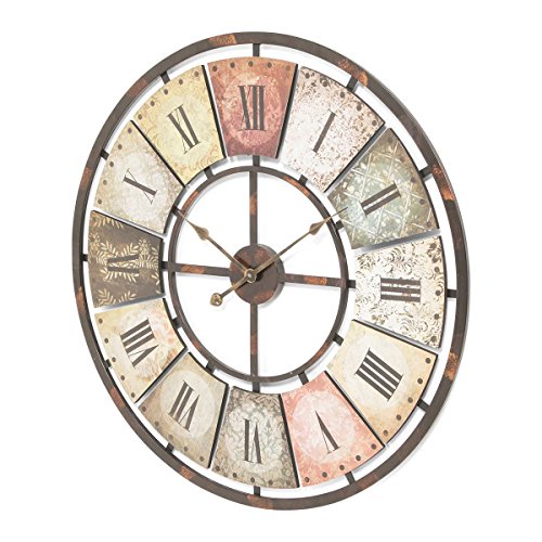 Wanduhr mit römischen Ziffern antikes Ziffernblatt analog Vintage Shabby Chic Batteriebetrieb ca. 80 cm Ø