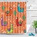 Produktbild Abstrakte amerikanische Lamas Alpaka und Kaktus ideale Duschvorhang lustige wasserdichte Bad Stoff für Kinder Badewanne Dekor @ 180 X 200 cm