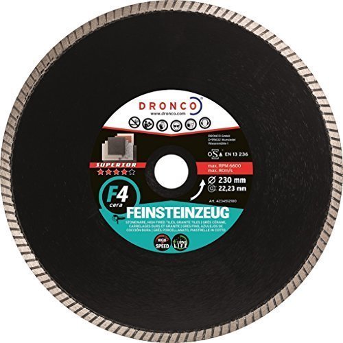 Dronco, Diamanttrennscheibe 180 x 22,2 F4 cera , für Fliesen, Feinsteinzeug, Granit