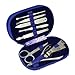 Liying ® new Luxurious & Portable 13 pc Personal Manicure & Pedicure Set, Travel & Grooming Kit Tool Set with 5 pc Cosmetic brush set and mirror (Blue)