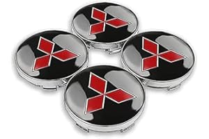 WUURAA 4 Tapas Centrales Cubos de Automóviles, para Mitsubishi ASX Outlander L200 EVO 60MM AntióXido Llanta Rueda Cubre Embellecedor Insignia Duradero