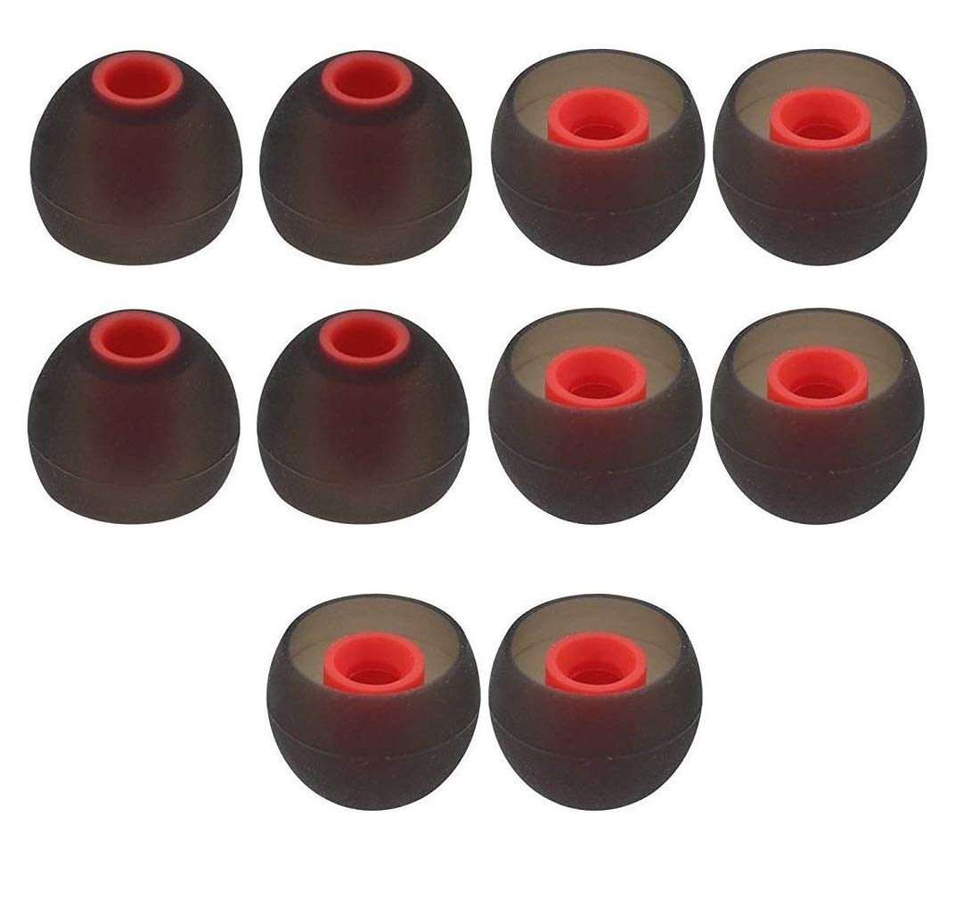 YTM Silicone Rubber Earbuds Tips, Eartips, Earpads, Earplugs, for Replacement in Earphones and Bluetooth Medium Size. (10 Pcs (5 Pair), Black)