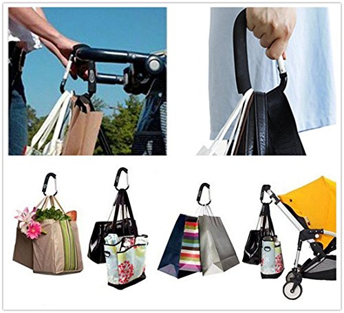 Kinderwagen Haken – IntiPal Karabinerhaken Clip für Kinderwagen Einkaufstasche Halter Träger - 3