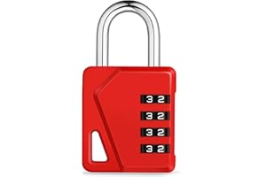 ZHEGE Cadenas Code (Avec plaque signalétique), Cadenas à Code 4 Chiffres Pour College, Casier Vestiaire Sport, Abri de Jardin, Portail (Rouge)