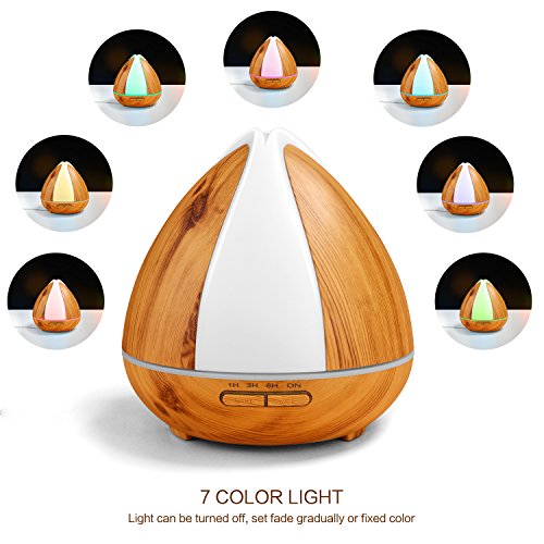 OMOTON Aroma Diffusor 300ml automatischer Luftbefeuchter mit 7 Farbwechsel LED für Yoga, Salon, Spa, Büro, Wohn-, Schlaf-, Bade- oder Kinderzimmer - 2