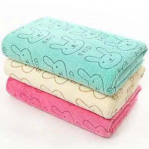 Uber World Microfiber 250 GSM Bath Towels for Kids (Multicolour, 100 x 55 cm) Pack of 3