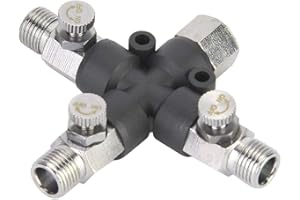 BAOFUYA 3 Way Airbrush Hose Joint Air Spliter Fitting 1/8" 3 Way Airbrush Air Hose Manifold Adaptor for Airbrush Connecting