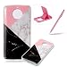 Produktbild Herzzer Weich TPU Silikon Handyhülle für Moto G6 Plus, Marmor Malerei Bumper HandyTasche Flexible Ultra Dünn Schutzhülle Back Cover Anti-Shock für Moto G6 Plus - Rosa-Weiß-Schwarz Stückeln