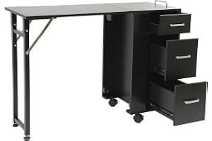 DSYOGX Rolling manikyrbord, hopfällbart mobilt nagelbord, manikyrbord, smink, transportväska med 3 lådor, rullande manikyrbor