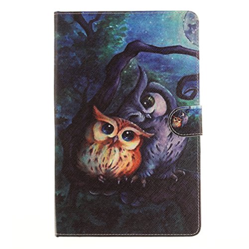 Hülle für Samsung Galaxy Tab E 9.6 T560 mit Muster,BtDuck Ultra Thin PU Leder Tasche Smart Cover Folio Etui Tasche Schutzhülle für Apple Samsung Galaxy Tab E 9.6 T560 Buntes Muster Bookstyle Wallet Ledertasche Bumper Schale Protective Case mit Magnetverschluss Ständerfunktion Eingebaut ID Karte Slots für Kreditkarte/Fahrkarte/Foto/Geld/Rechnung Purse Design Tasche Handyhülle Soft Silikon Backcover Kunstleder Hülle + 1x Schwarz Stift Stylus Pen – Malerei Eule - 2