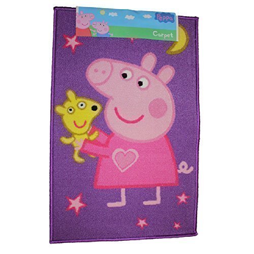 Official Peppa Pig Childrens Rug Mat Carpet (Peppa & Teddy Purple)