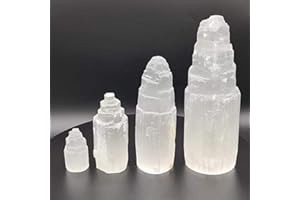 HEIMTEX Selenite Tower Crystal Mountain (5cm, 10cm, 15cm, 20cm, 30cm) Mountain Pillar, Crystals, Gemstone, Gifts, Meditation, Healing, Mineral, Decorative. (30 cm)