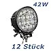 Produktbild BRIGHTUM 42W 4.5inch LED Offroad Arbeitsscheinwerfer weiß 12V 24V 3990 Lumen Runde Reflektor worklight Scheinwerfer Arbeitslicht SUV UTV ATV Arbeitslampe Traktor Bagger LKW KFZ (12 Stück)