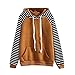 Produktbild Damen Outwear, FEITONG Gestreift Kapuzenpullover Lange Ärmel Beiläufiger Druck Sweatshirt Tops (L, Gelb)