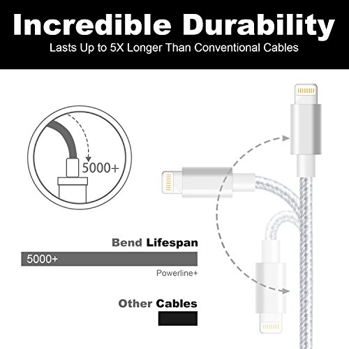 Cable Chargeur iPhone IMITOR Cable Lightning Lot DE 3 2m en Nylon Tress   Cordon Certifi   CE pour iPhone X 8 8 Plus 7 7 Plus 6 Plus 6s 6 5S 5 iPad Ai