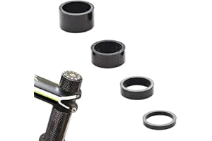CCUCKY 4 Pezzi Spaziatori Serie Sterzo Bici, Distanziali in Carbonio per Bici da 1-1/8'' Mountain Bici da Strada, 4 Dimensioni 5/10/15/20 mm