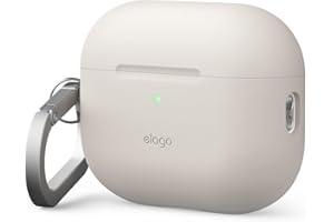 elago Custodia in Silicone Premium per AirPods Pro 3, Compatibile con Ricarica Wireless, Morbido, Protezione Totale, LED Frontale Visibile, con Moschettone (Pietra)