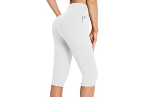 BALEAF Krótkie legginsy damskie do kolan, krótkie legginsy do jogi, z wysoką talią, legginsy rowerowe, sportowe, letnie z kieszeniami