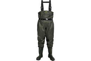 Dr.Fish Fishing Waders UK Size 6-13 Include Simple Repair Kit Waterpoof Chest Waders With Boots for Man Women Crosswater with Belts for Fly Coarse Carp Fishing Gardening Farming Hunting