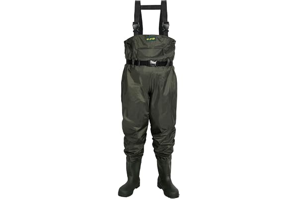 Dr.Fish Waders de Poitrine Imperméable pour Hommes Femmes Cuissarde pour Pêche et Chasse avec Poche, Cintre, Cuissarde avec Bottes Respirant Pantalon Pêche, Jardinage, Chasse