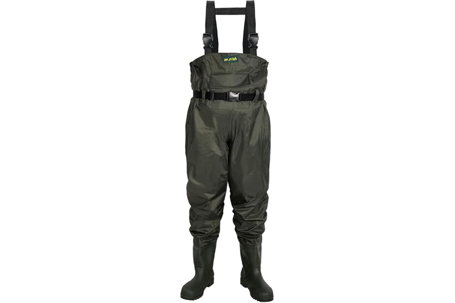Dr.Fish Fishing Waders UK Size 6-13 Waterpoof Chest Waders With Boots for Man Women Crosswater with Belts for Fly Coarse Carp Fishing Gardening Farming Hunting