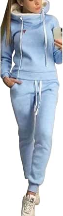 Moda Tuta da Ginnastica Casuale Abbigliamento Sportivo 2 Pezzi con Fodera  in Pile per Inverno Autunno, Donna Manica Lunga Pullover con Coulisse Felpe  + Pantaloni : Amazon.it: Abbigliamento