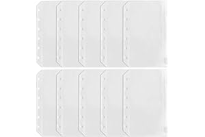 DY.2ten 10 Stück A7 Reißverschluss-Ordnertaschen, durchscheinende 6-Loch-Ordnertasche, gestanzte Taschen für A7 Notebook-Binderplaner, A7 Bindertaschen, lose Blättertaschen