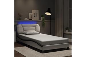 ‎VIDAXL vidaXL Rama łóżka z LED, biało-czarna, 100x200 cm, sztuczna skóra, rama lozka, łóżko pojedyncze, lozko tapicerowane, łóżko, łóżko tapicerowane