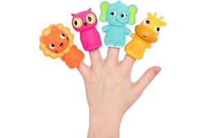 Baybee Silicone Animal Finger Puppets Toys for Kids | Soft Puppet Toys Head Doll Figures Story Telling Toy Gift for Kids 1 to 5 Year Old Boys and Girls - Pack of 5