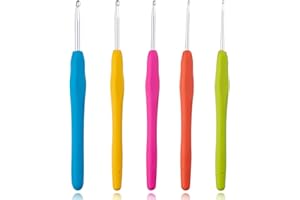 UYVPAER Lot De 5 Crochets De 2,0Mm, 2,5Mm, 3,0Mm, 3,5Mm, 4,0Mm, Aiguilles À Tricoter Pour Crochet, Poignée Ergonomique Pour Tricoter, Écharpes, Gants, Sacs, Chapeaux, Chaussettes