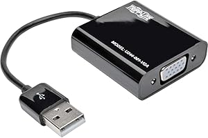 TRIPP LITE Eaton USB to VGA Adapter Multi Monitor External Video Converter, Built-in USB Type-A 2.0 Cable, 1080p @ 60Hz -Windows, Mac & Ubuntu Compatible (U244-001-VGA)